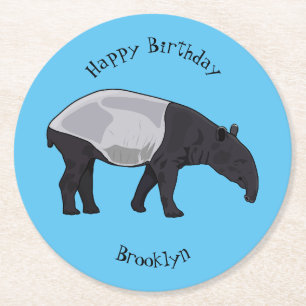 Dessous De Verre Rond Dessin sur Tapir