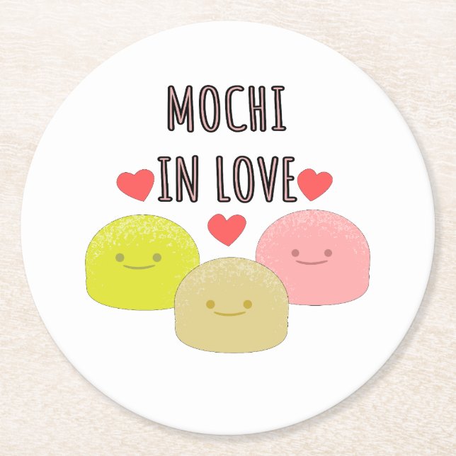 Dessous De Verre Rond Dessins de dessin mignon Mochi (Devant)