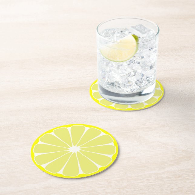 Dessous De Verre Rond Dessous de verre citron en papier (En situation)