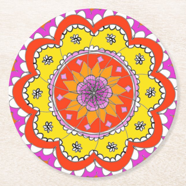 Dessous De Verre Rond Dessous de verre de mandala (Devant)