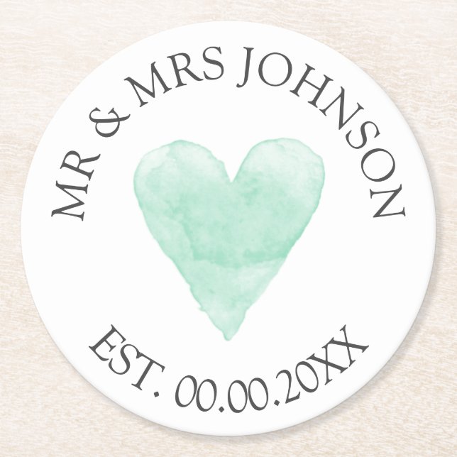 Dessous De Verre Rond Dessous de verre de mariage sur mesure m. mint coe (Devant)