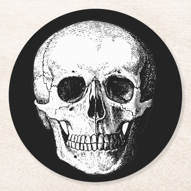 Dessous De Verre Rond dessous de verre de papier crâne (Devant)
