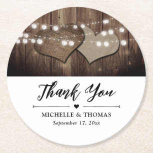 Dessous De Verre Rond Dessous de verre de papier de Merci de Mariage cam