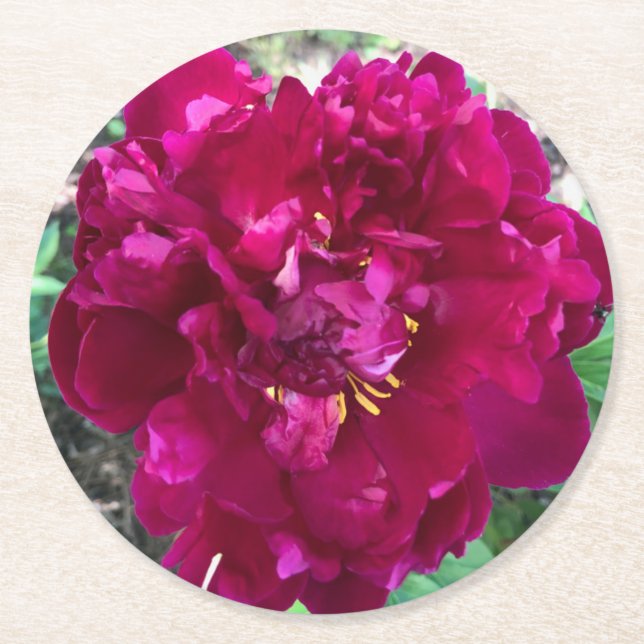 Dessous De Verre Rond Dessous de verre de papier Peony (Devant)
