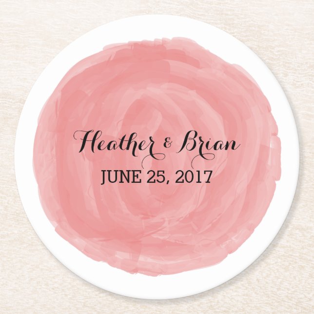 Dessous De Verre Rond Dessous de verre en papier Mariage rouge rond (Devant)