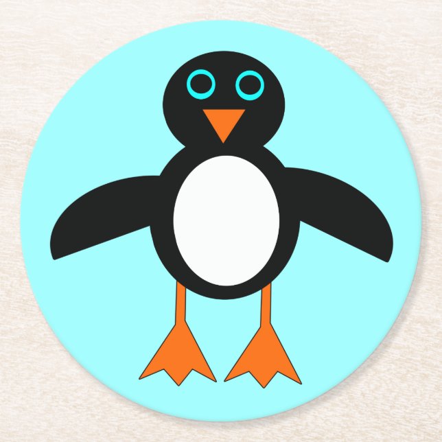 Dessous De Verre Rond Dessous de verre en papier pingouin mignons (Devant)