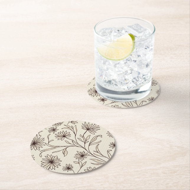 Dessous De Verre Rond dessous de verre floral Abstrait (En situation)