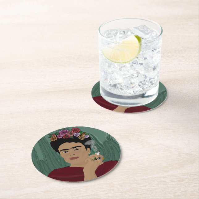 Dessous De Verre Rond Dessous de verre Frida Kahlo (En situation)