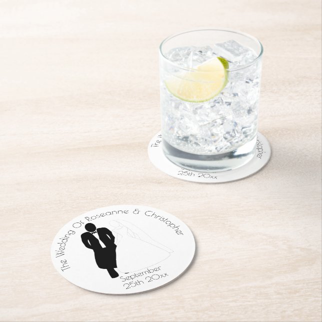 Dessous De Verre Rond Dessous de verre mariage en papier rond (En situation)