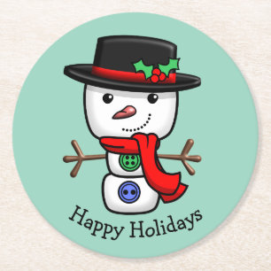 Dessous De Verre Rond Dessous de verre Noël Jolly Snowman