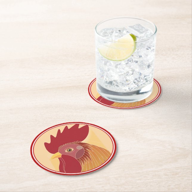 Dessous De Verre Rond Dessous de verre papier coq (En situation)