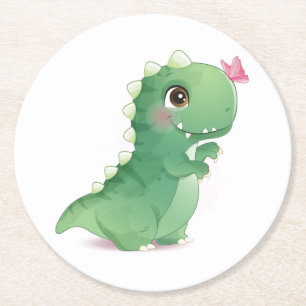 DESSOUS DE VERRE ROND DESSOUS DE VERRE PAPIER : DINOSAUR BÉBÉ
