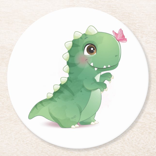 DESSOUS DE VERRE ROND DESSOUS DE VERRE PAPIER : DINOSAUR BÉBÉ (Devant)