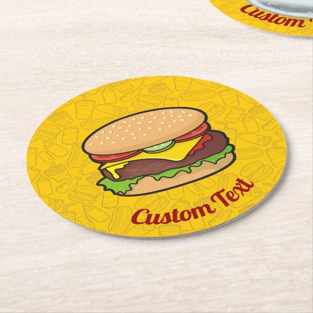 Dessous De Verre Rond Dessous de verre papier rond Cheeseburger (Incliné)