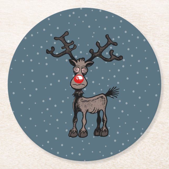 Dessous De Verre Rond Dessous de verre papier Rudolph Reindeer (Devant)