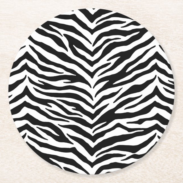 Dessous De Verre Rond Dessous de verre papier Set-Zebra Print (Devant)