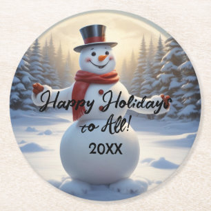 Dessous De Verre Rond Dessous de verre papier Snowman HAMbyWG