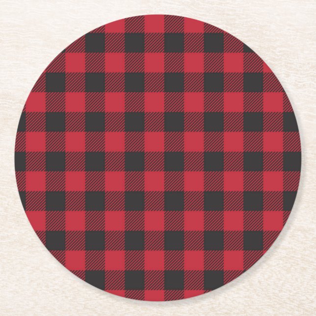 Dessous De Verre Rond Dessous de verre Plaid Red Buffalo (Devant)