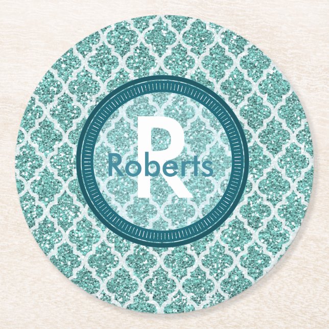 Dessous De Verre Rond Dessous de verre Turquoises ronds personnalisés (Devant)