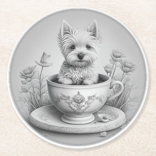 Dessous De Verre Rond Dessous de verre Westie - Wes-tea