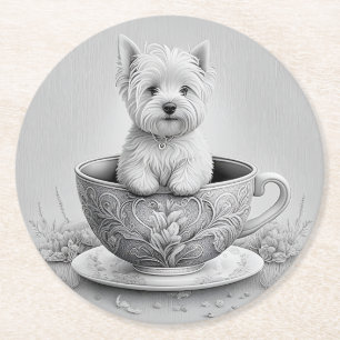 Dessous De Verre Rond Dessous de verre Westie - Wes-tea