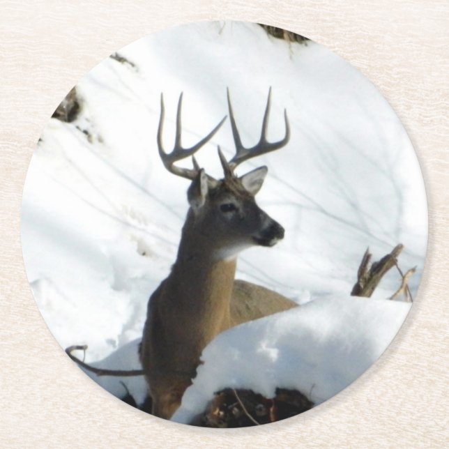 Dessous De Verre Rond Dessous de verre Winter Buck (Devant)