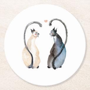 Dessous De Verre Rond Deux chats amoureux