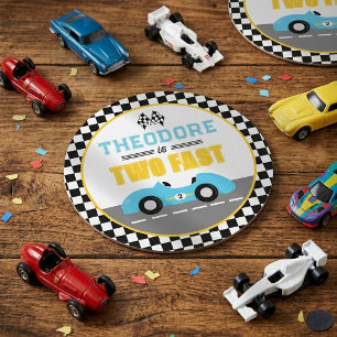 Dessous De Verre Rond Deux courses de voitures rapides Fête d'anniversai