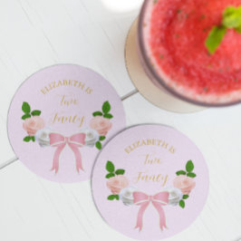 Dessous De Verre Rond Deux Fancy Bow Floral Anniversaire