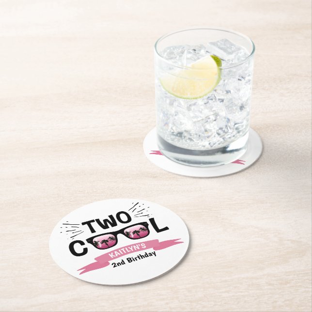 Dessous De Verre Rond Deux filles Cool 2e anniversaire (En situation)