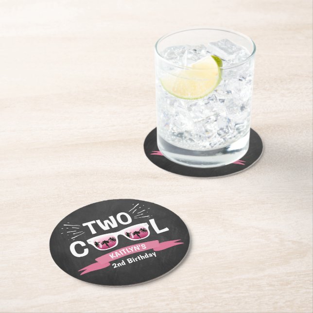Dessous De Verre Rond Deux filles Cool Chalkboard 2e anniversaire (En situation)