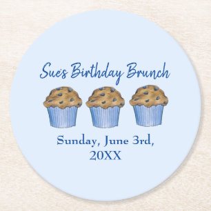 Dessous De Verre Rond Dimanche Petit-déjeuner Brunch Party Blueberry Muf