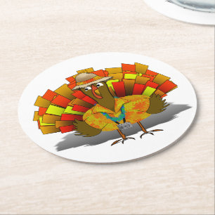 Dessous De Verre Rond Dinde de vacances de Thanksgiving