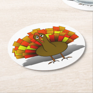 Dessous De Verre Rond Dinde inquiète de Thanksgiving