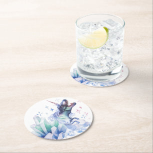 Dessous De Verre Rond Dinocorn Crystal Dinosaur Unicorn Imaginaire Unisa