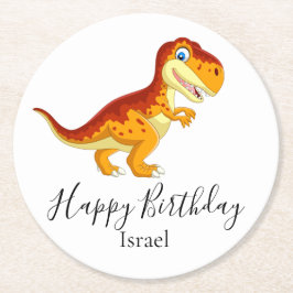 Dessous De Verre Rond dinosaure or anniversaire