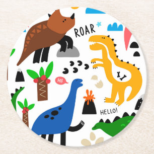Dessous De Verre Rond Dinosaures motif transparent