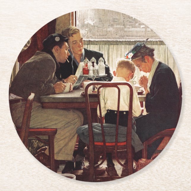 Dessous De Verre Rond Dire grâce par Norman Rockwell (Devant)