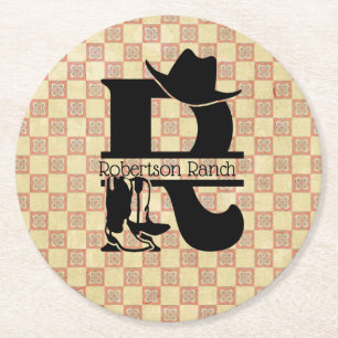 Dessous De Verre Rond Diviser le monogramme de cowboy 'R'