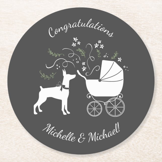 Dessous De Verre Rond Dobermann Baby shower Chien Chien Chien Chien Chie (Devant)