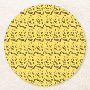 Dessous De Verre Rond dollar or