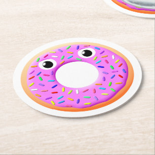 Dessous De Verre Rond Donut Avec Yeux Et Sprinkings Dessin
