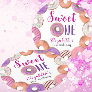 Dessous De Verre Rond Donut rose sucré un premier anniversaire personnal