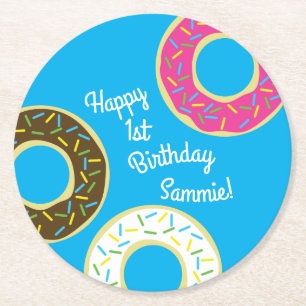 Dessous De Verre Rond Donuts Doughnut colorée1er Anniversaire Thème de f