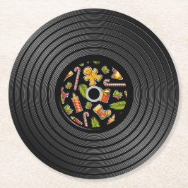 Dessous De Verre Rond Dossier de vinyle de Noël