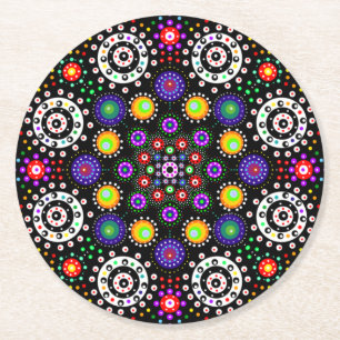 Dessous De Verre Rond Dot psychédélique Mandala
