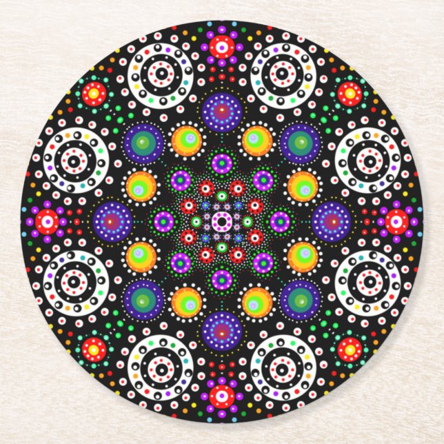 Dessous De Verre Rond Dot psychédélique Mandala (Devant)