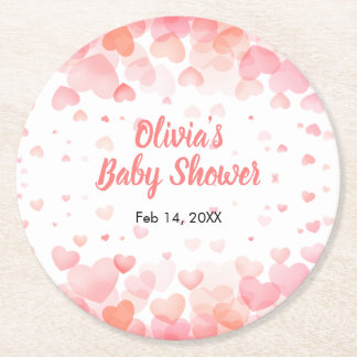 Dessous De Verre Rond Douce Baby Shower Rose et Rouge