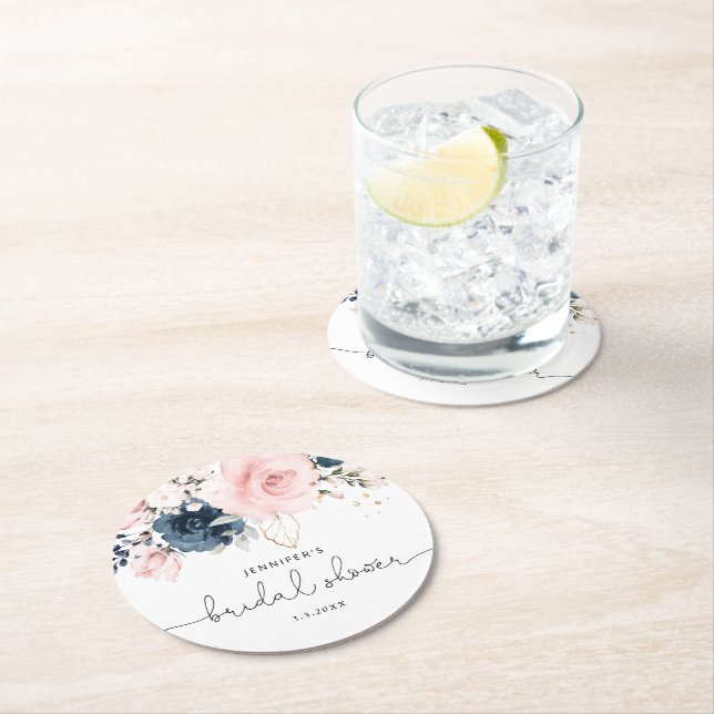 Dessous De Verre Rond Douche à nuptiale rose pâle (En situation)