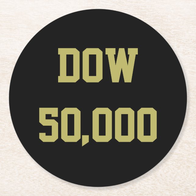 Dessous De Verre Rond Dow 50 000 Stocks du marché (Devant)